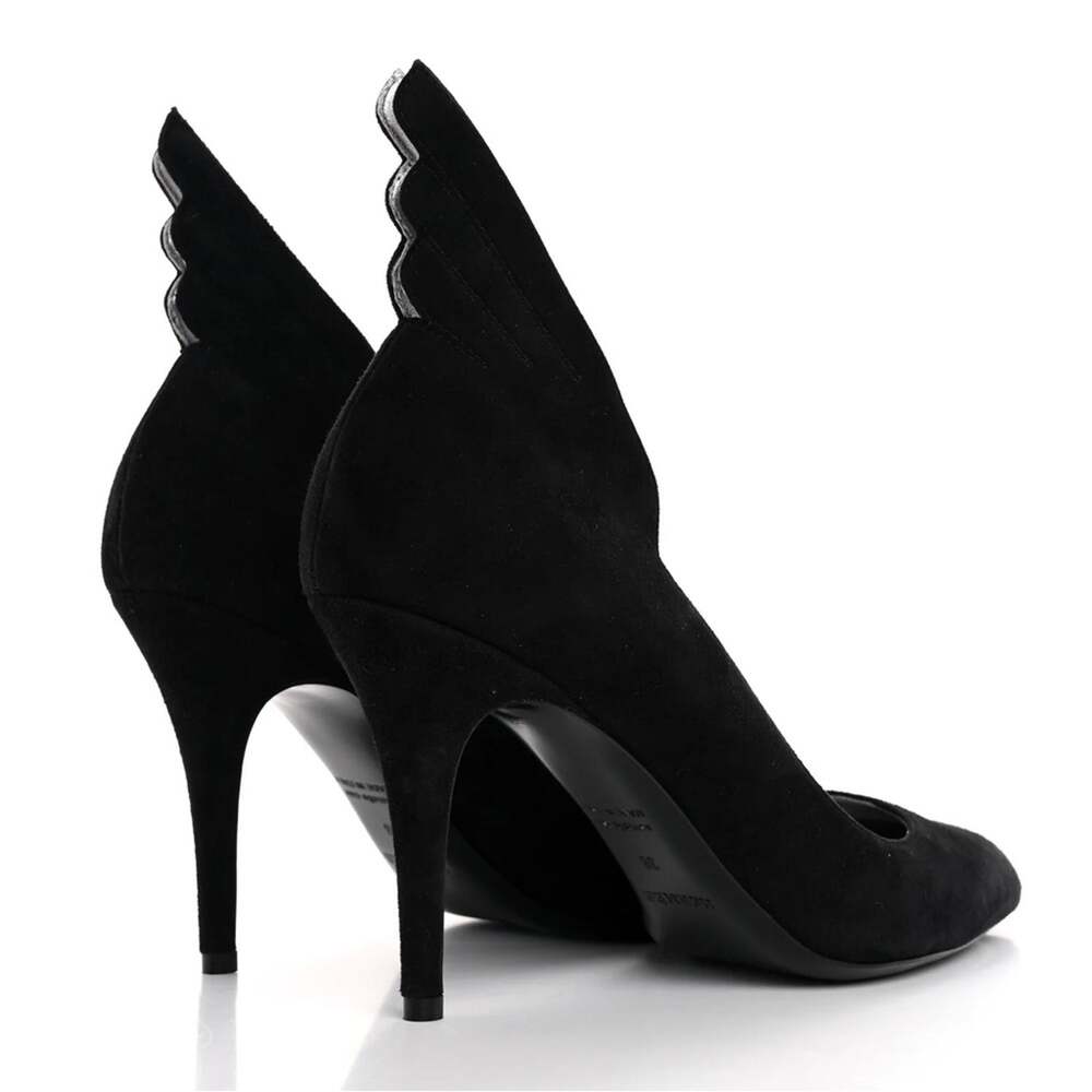 HERMES Victoire Pumps Black Suede Heels Size 37